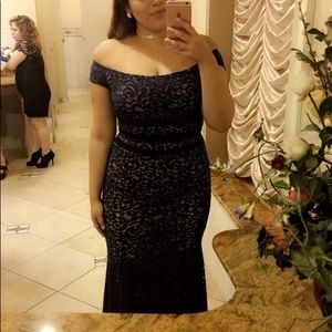 Navy blue lace formal dress